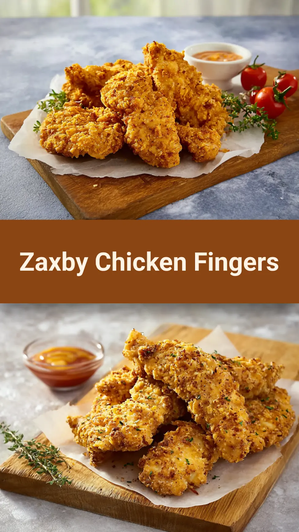 Copycat Zaxby chicken fingers recipe pin  crispy homemade chicken tenders served and ready to eat