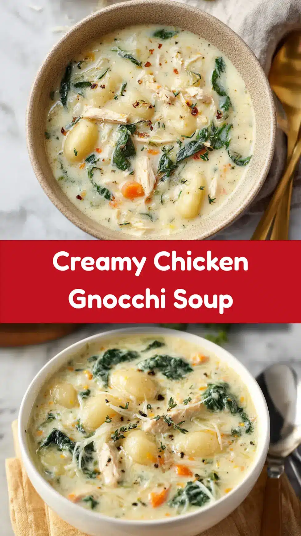 Creamy Chicken and Gnocchi Soup Made Cozy and Delicious 7 Creamy Chicken and Gnocchi Soup in a bowl, ready to serve
