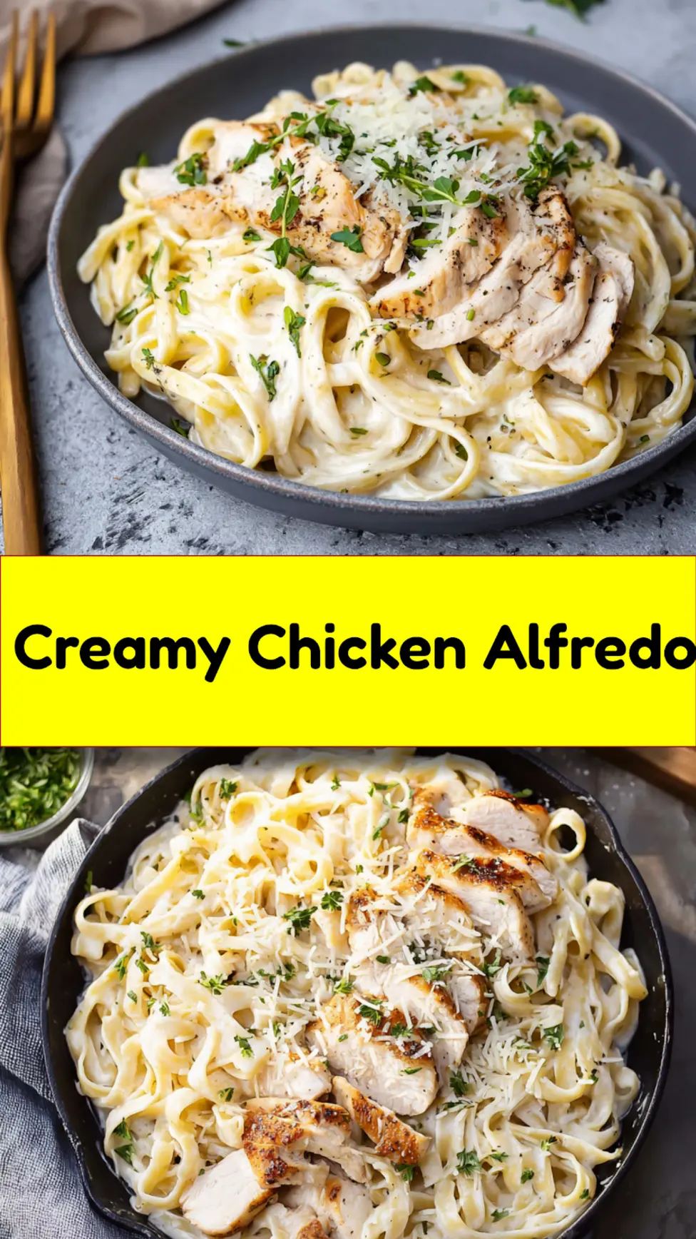 Creamy copycat chicken alfredo recipe pin  easy homemade dinner idea