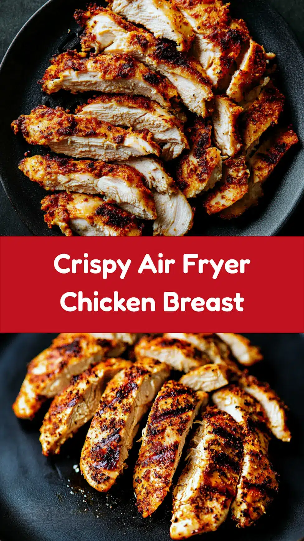 Crispy Air Fryer Chicken Breast recipe, served and ready to eat, easy homemade dinner