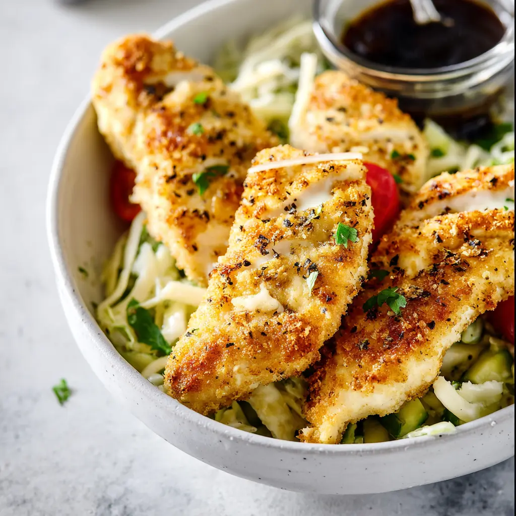 Crispy Air Fryer Chicken Tenders recipe, served and ready to eat, easy homemade dinner