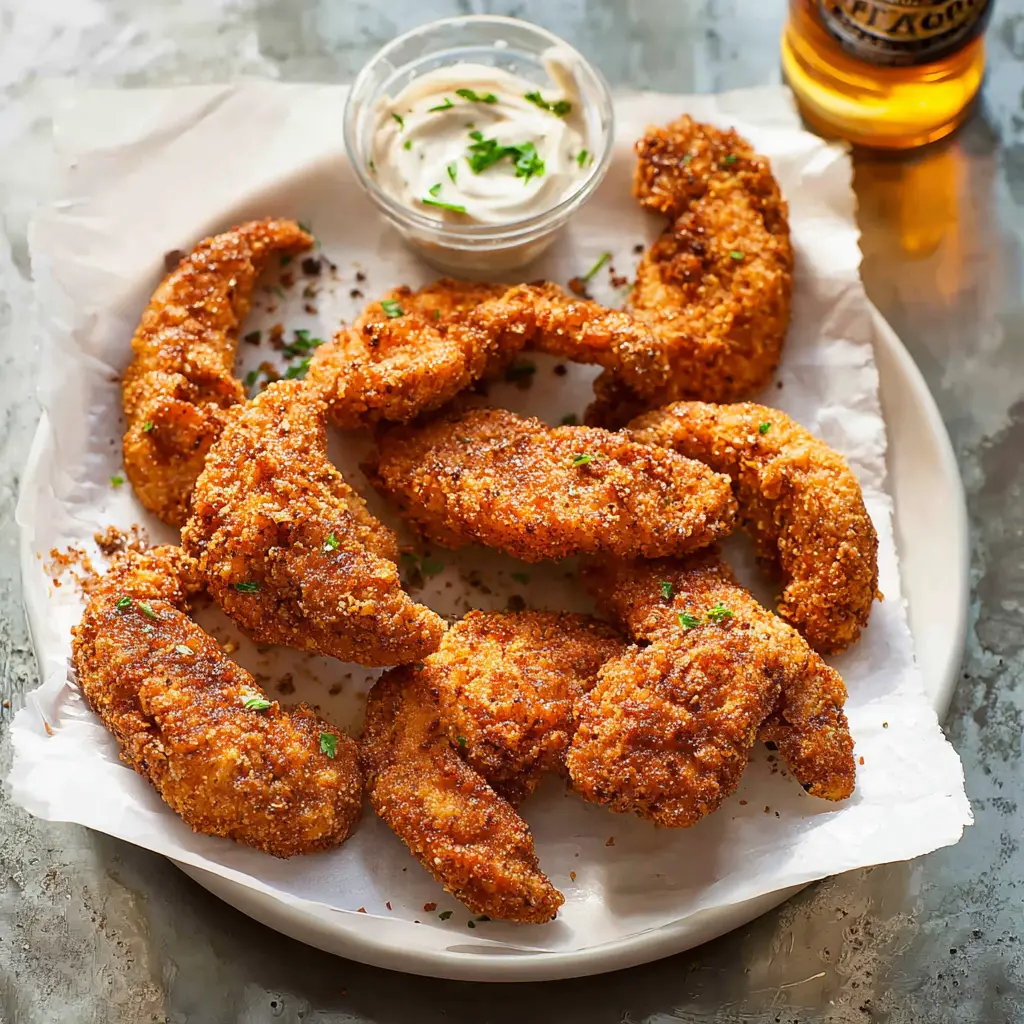 Crispy Copycat KFC Chicken Tenders recipe, served and ready to eat, easy homemade dish