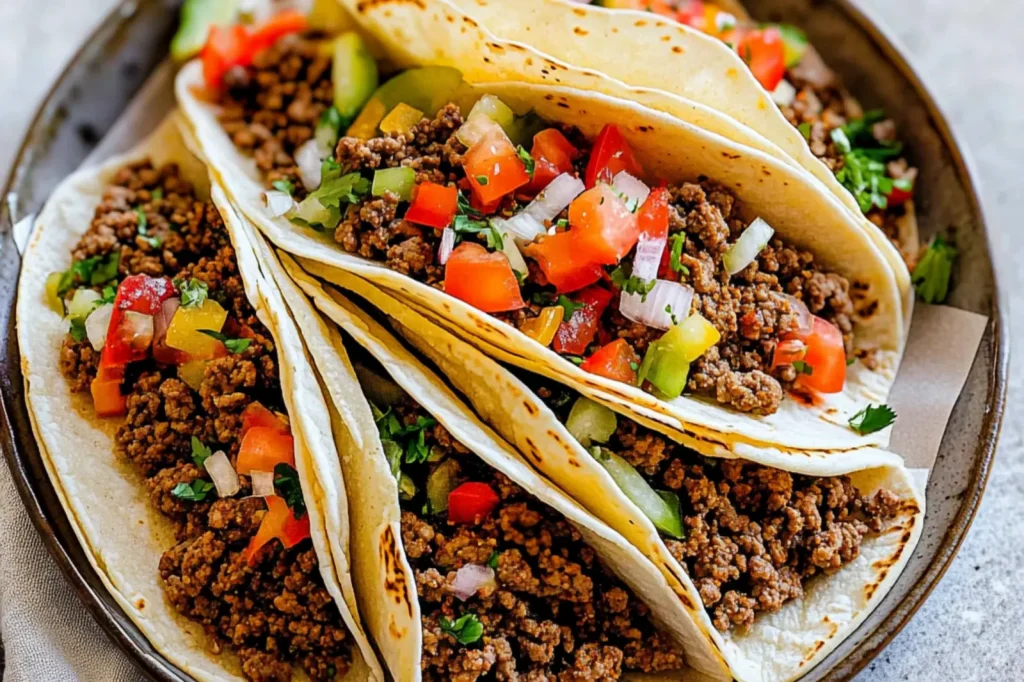 Ground Beef Tacos Homemade Seasoning recipe, served and ready to eat, easy homemade dinner