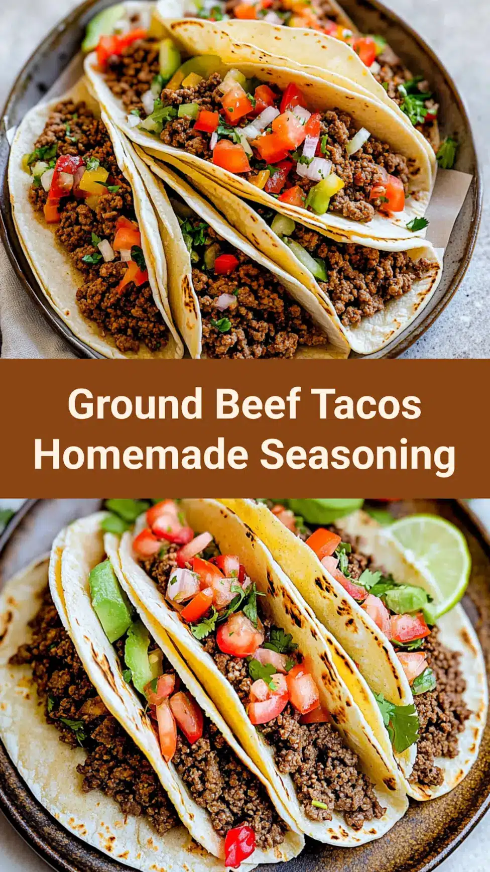 Ground Beef Tacos Homemade Seasoning recipe, served and ready to eat, easy homemade dinner
