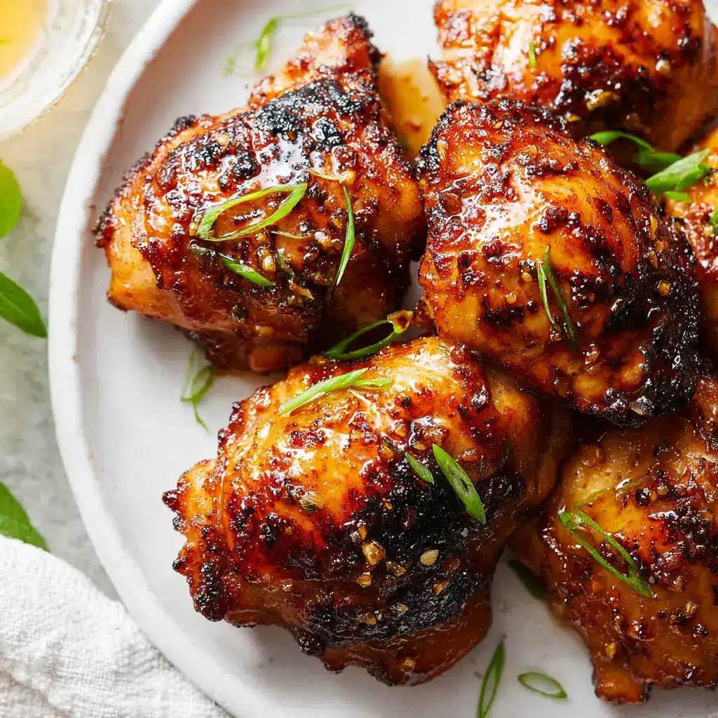 Honey Garlic Air Fryer Chicken Thighs Your New Favorite 6 Honey Garlic Air Fryer Chicken Thighs recipe, served and ready to eat, easy homemade dinner