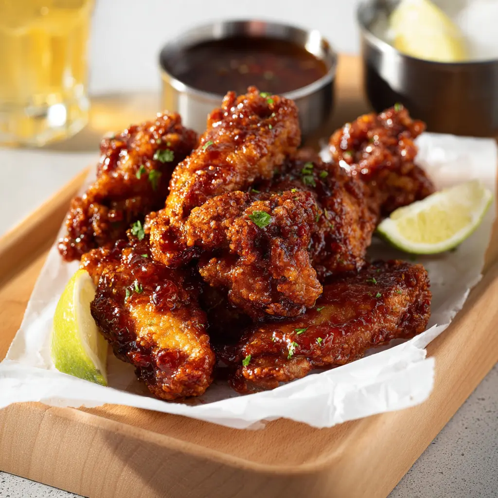 Hot Honey Wings recipe, served and ready to eat, easy homemade dish