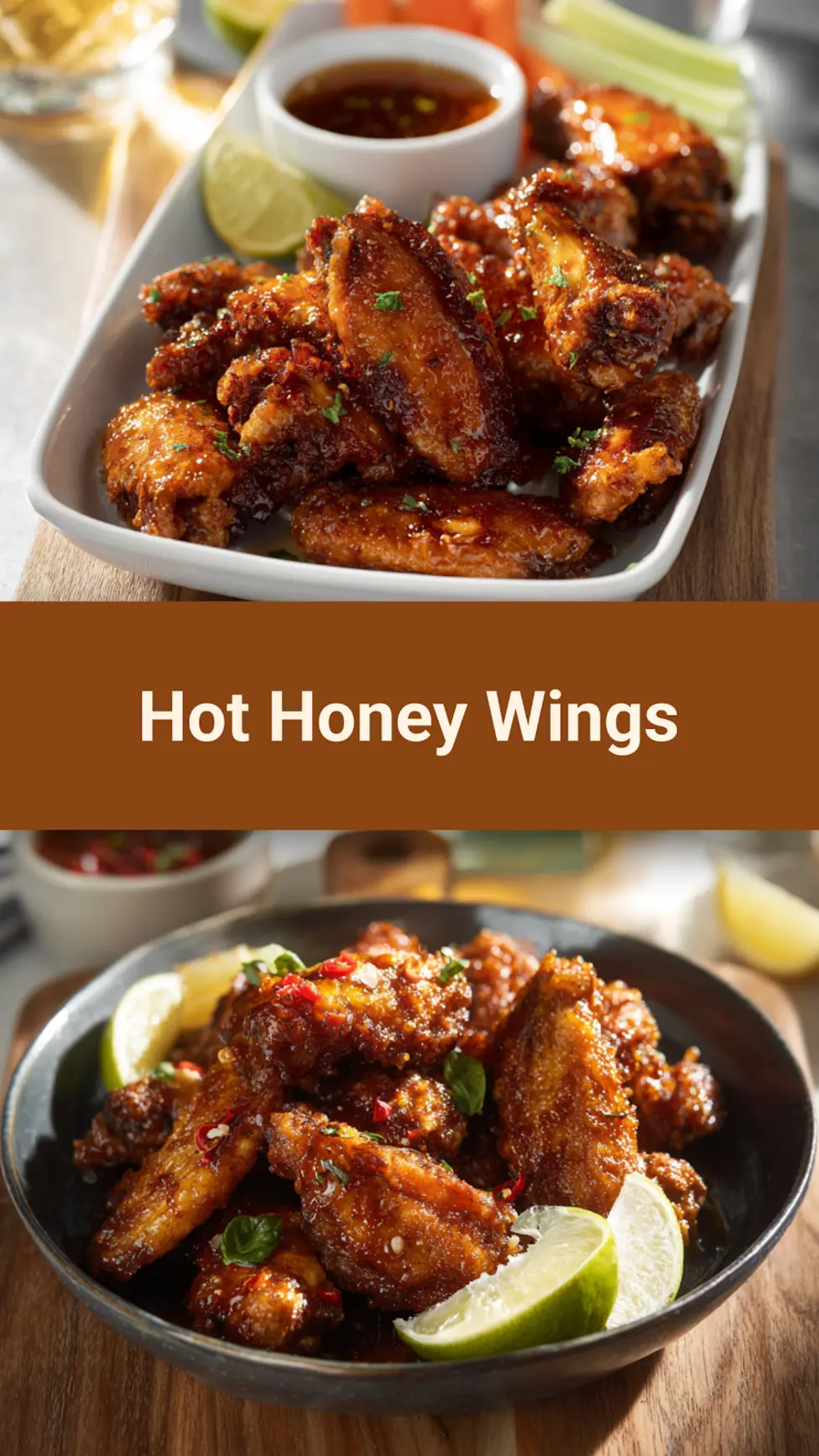 Hot Honey Wings recipe, served and ready to eat, easy homemade dish