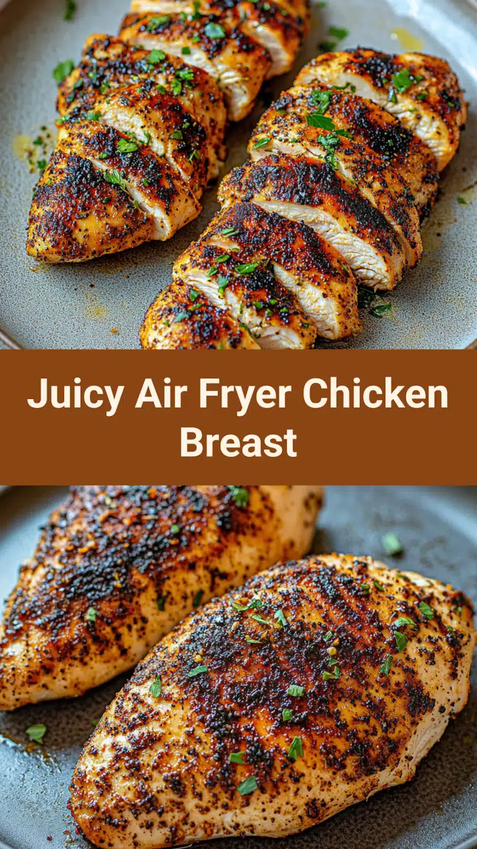 Juicy Air Fryer Chicken Breast Tempting Perfect Weeknight 7 Juicy Air Fryer Chicken Breast recipe, served and ready to eat, easy homemade dinner