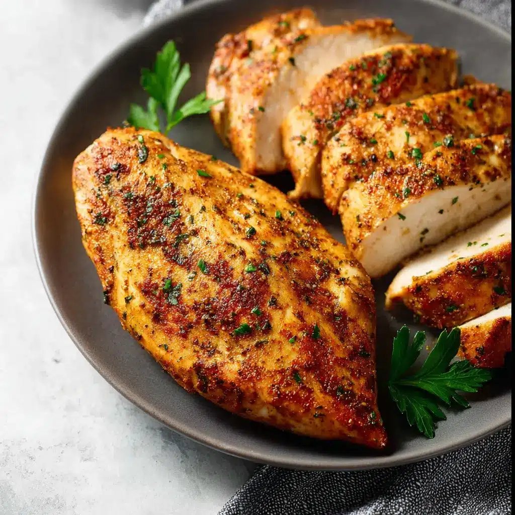 Juicy Air Fryer Chicken Breast High Protein recipe, served and ready to eat, easy homemade dinner