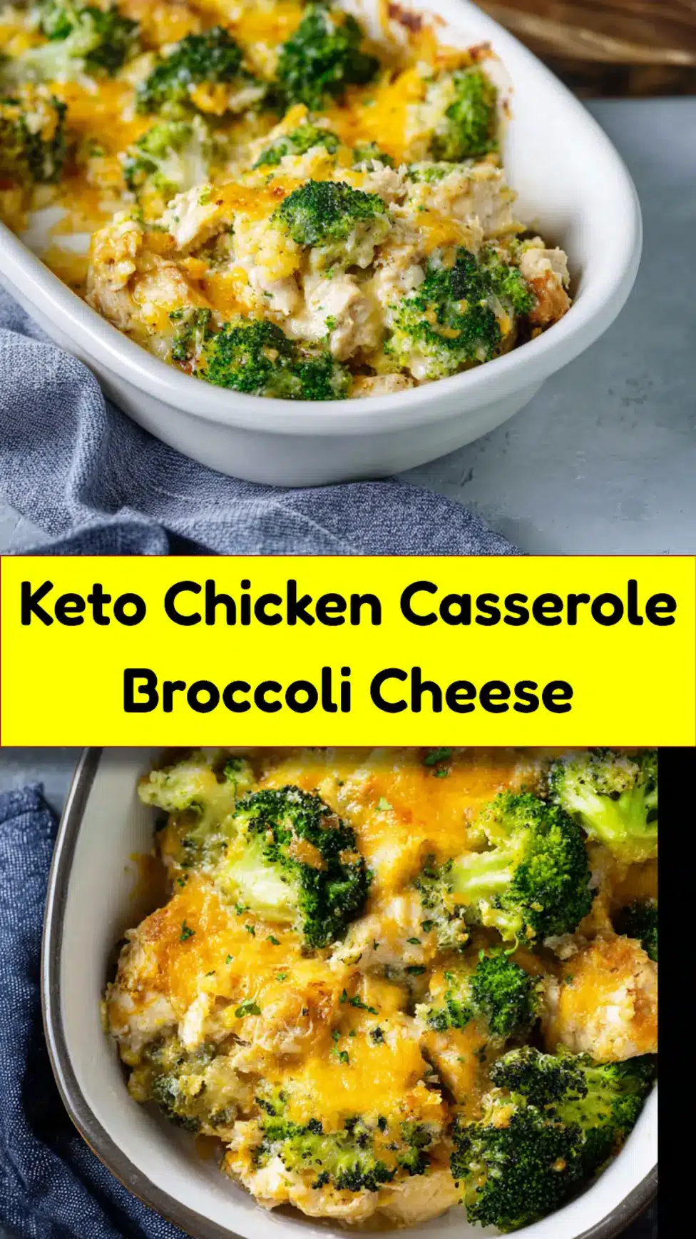 Keto Chicken Casserole Broccoli Cheese recipe, served and ready to eat, easy homemade dinner