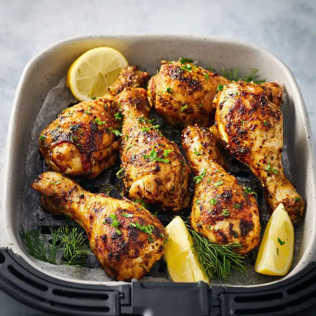 Lemon Pepper Air Fryer Chicken Drumsticks So Crispy Perfect 6 Lemon Pepper Air Fryer Chicken Drumsticks recipe, served and ready to eat, easy homemade dinner