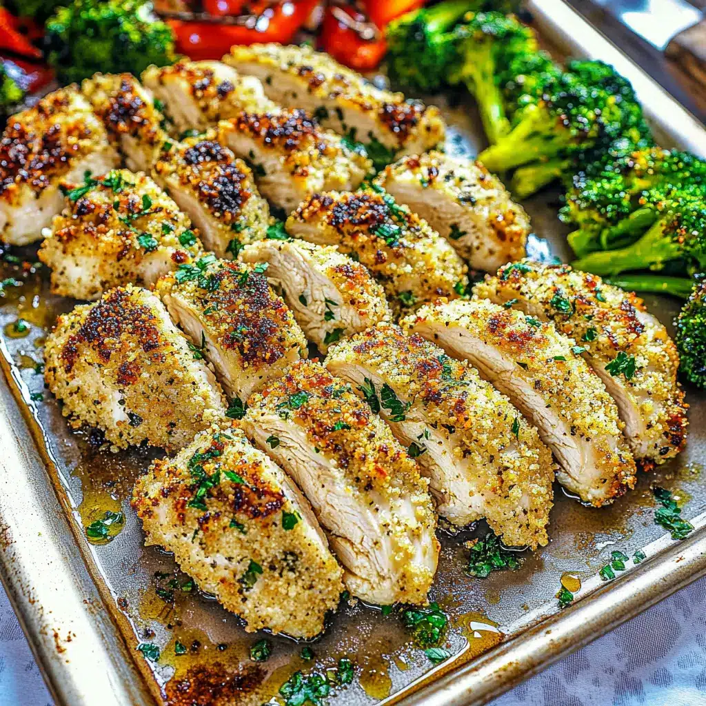 Parmesan Crusted Chicken Sheet Pan Comforting Crispy Dinner 6 Parmesan Crusted Chicken Sheet Pan recipe, served and ready to eat, easy homemade dinner