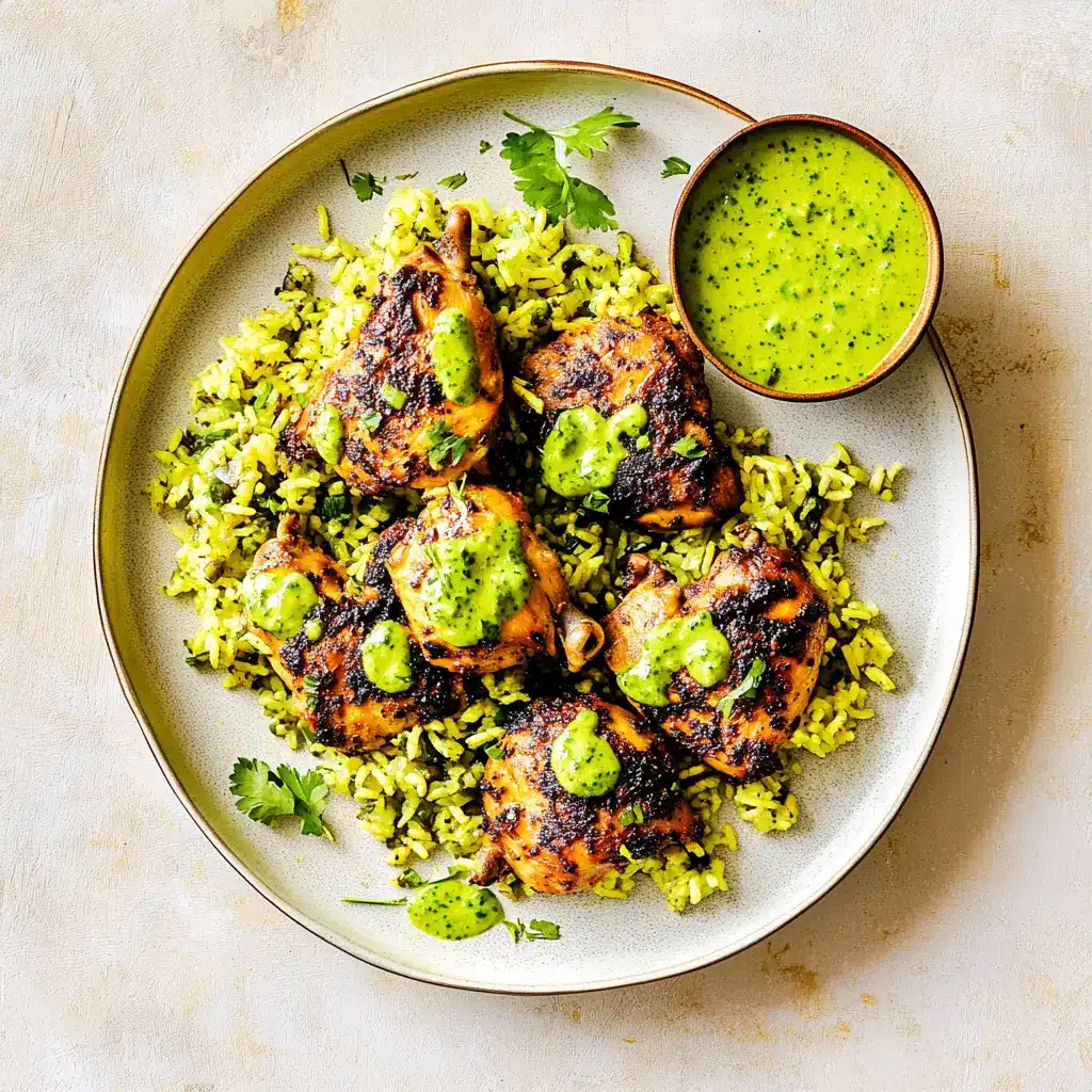 Peruvian Chicken and Rice Green Sauce Made Irresistible 6 Peruvian Chicken and Rice Green Sauce recipe, served and ready to eat, easy homemade dinner