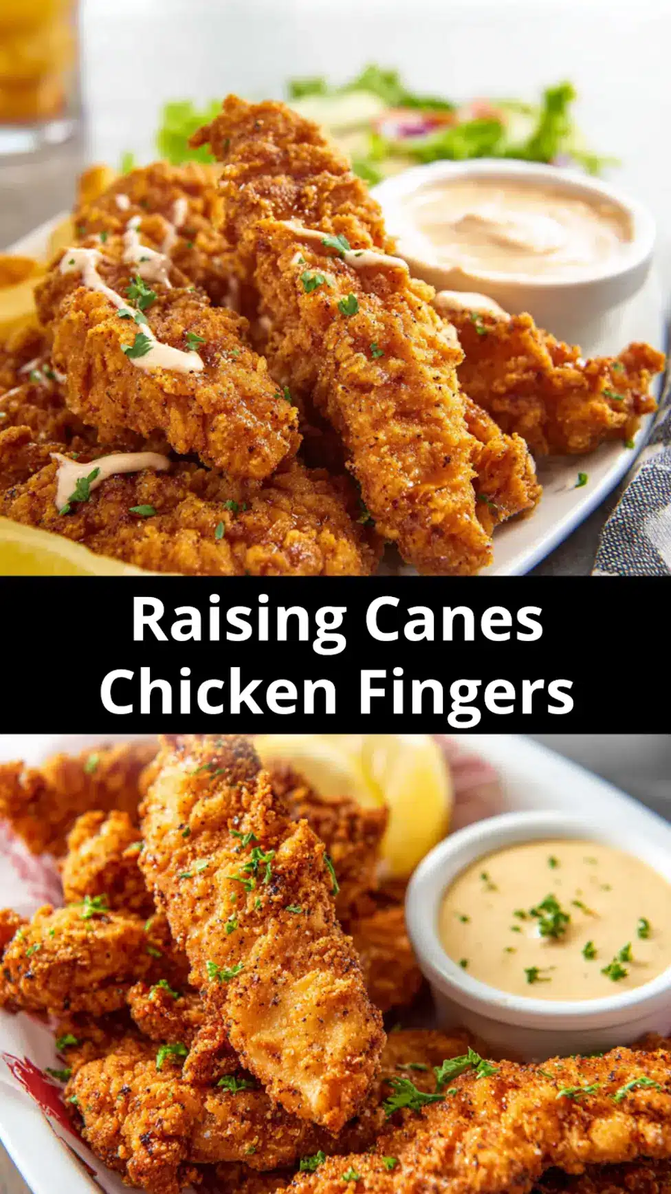 Copycat Raising Canes Chicken Fingers Irresistible Crispy Recipe 7 Raising Canes Chicken Fingers recipe, served and ready to eat, easy homemade dinner