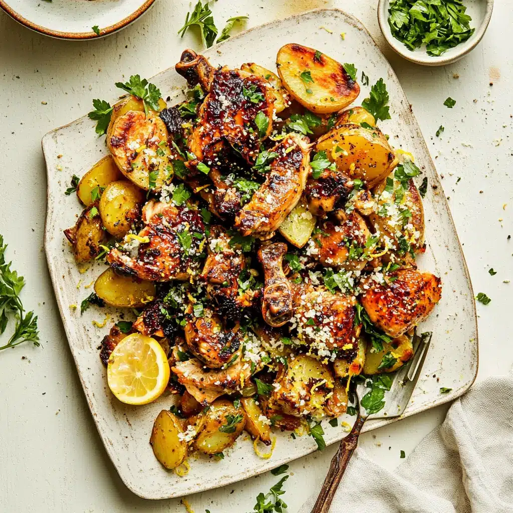 Sheet Pan Lemon Chicken and Potatoes Spring Vibrant Recipe 6 Sheet pan lemon chicken and potatoes served and ready to eat, easy homemade dinner