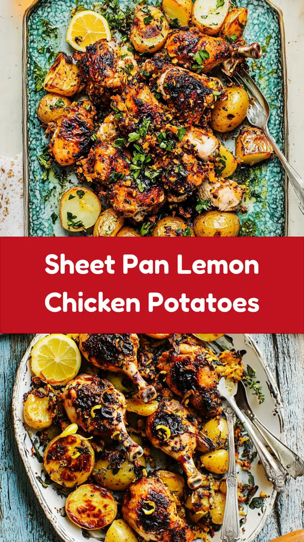 Sheet Pan Lemon Chicken and Potatoes Spring Vibrant Recipe 7 Sheet pan lemon chicken and potatoes recipe pin-worthy image
