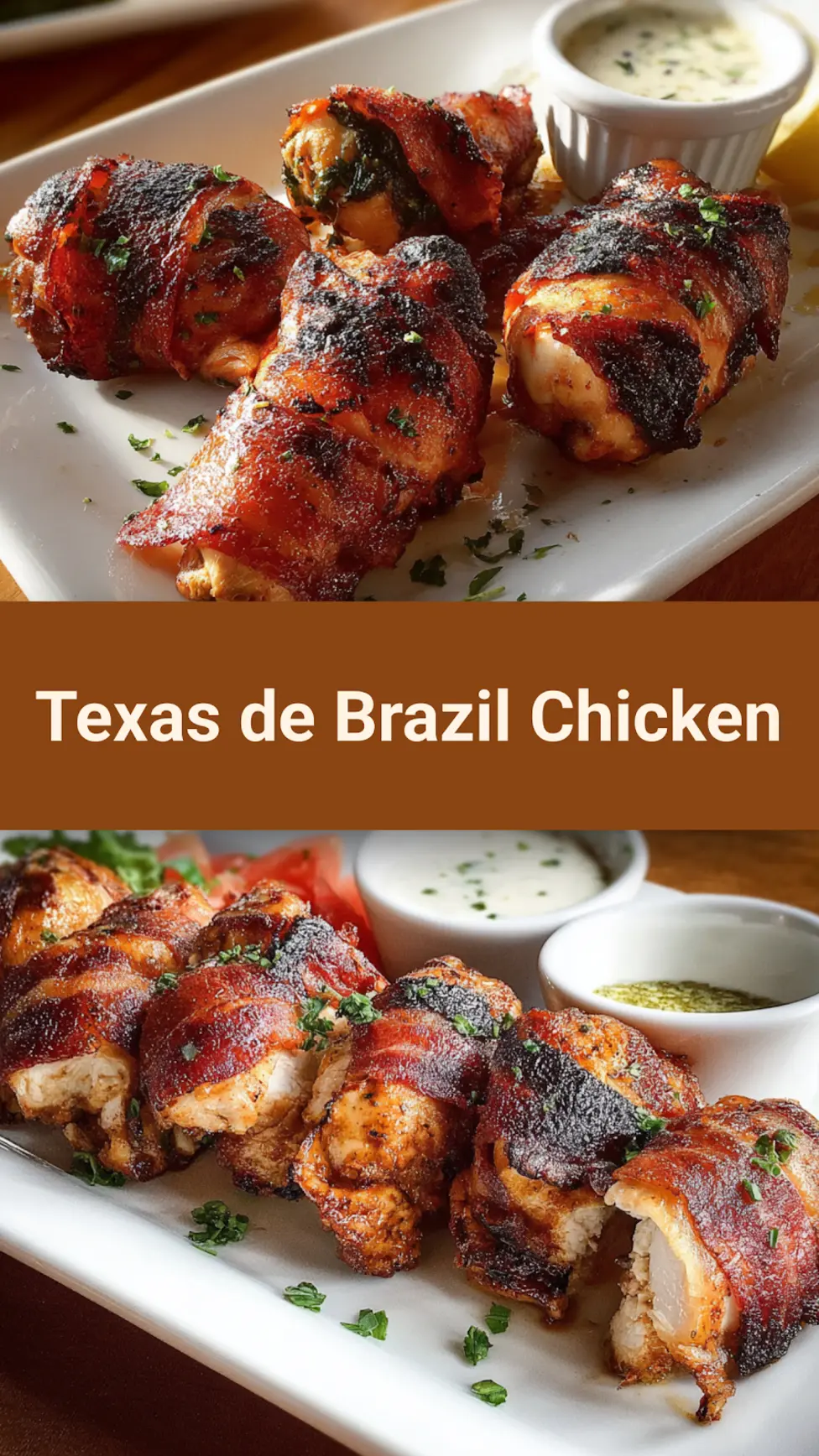 Texas de Brazil Chicken recipe, served and ready to eat, easy homemade dish