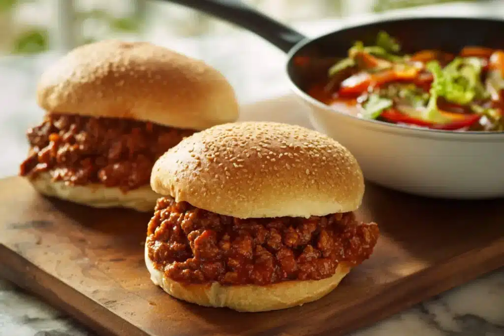 TOMATO SOUP SLOPPY JOE recipe, served and ready to eat, easy homemade dinner