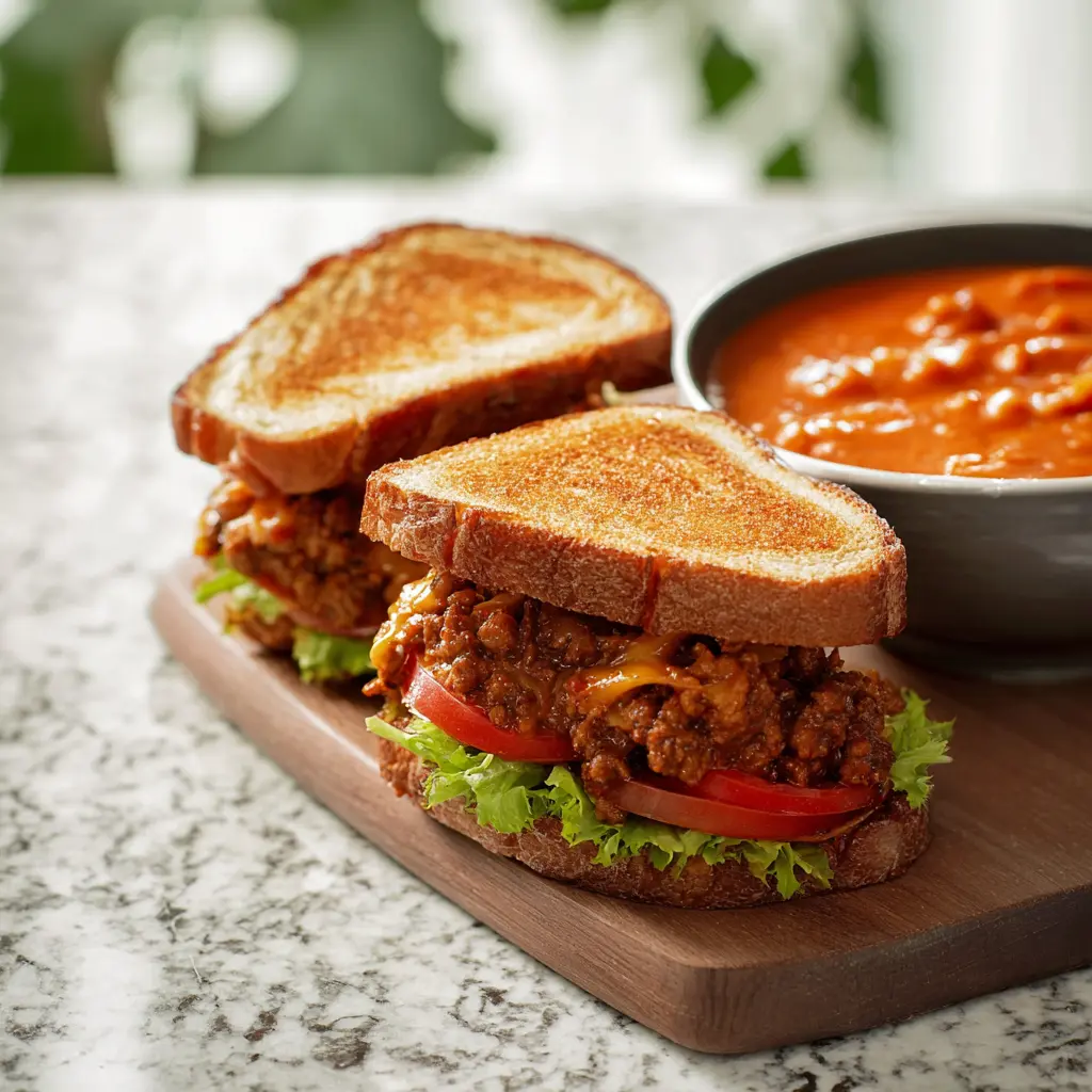 Tomato Soup Sloppy Joe served on a bun, easy homemade weeknight dinner