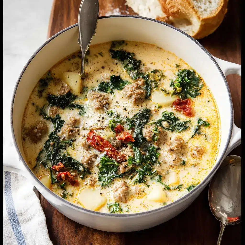 Zuppa Toscana Soup recipe, served and ready to eat, easy homemade dinner