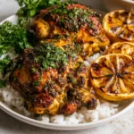Air Fryer Chicken Chermoula recipe, served and ready to eat, easy homemade dish