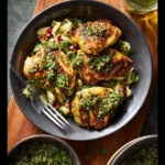 Air Fryer Chicken Chimichurri recipe, served and ready to eat, easy homemade dish