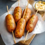 Air Fryer Chicken Corn Dogs Homemade recipe, served and ready to eat, easy homemade dish