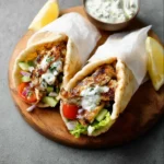 Air Fryer Chicken Gyros recipe, served and ready to eat, easy homemade dish