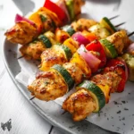 Air Fryer Chicken Kebabs recipe, served and ready to eat, easy homemade dish