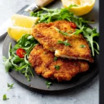 Air Fryer Chicken Milanese Italian recipe, served and ready to eat, easy homemade dish