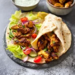 Air Fryer Chicken Shawarma recipe, served and ready to eat, easy homemade dish