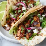 Air Fryer Chicken Street Tacos Adobo recipe, served and ready to eat, easy homemade dish