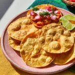 Air Fryer Chicken Tinga Tostadas recipe, served and ready to eat, easy homemade dish