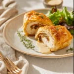 Air Fryer Chicken Wellington recipe, served and ready to eat, easy homemade dish