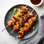 Air Fryer Chicken Yakitori recipe, served and ready to eat, easy homemade dish