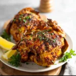 Air Fryer Cornish Game Hen recipe, served and ready to eat, easy homemade dish