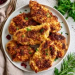 Air Fryer Cranberry Chicken Cutlets recipe, served and ready to eat, easy homemade dish