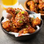 Air Fryer Korean Fried Chicken recipe, served and ready to eat, easy homemade dish