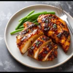 Air Fryer Maple Glazed Chicken Breast recipe, served and ready to eat, easy homemade dish