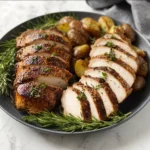 Air Fryer Turkey Tenderloin recipe, served and ready to eat, easy homemade dish