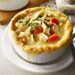 Bob Evans Chicken Pot Pie recipe, served and ready to eat, easy homemade dish