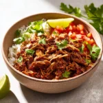 Chipotle Barbacoa Chicken Bowl recipe, served and ready to eat, easy homemade dish
