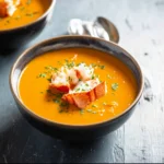 Copycat Red Lobster Lobster Bisque Soup recipe, served and ready to eat, easy homemade dish