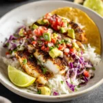 Grilled Mahi Fish Tacos recipe, served and ready to eat, easy homemade dish