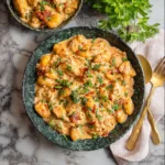 One Pan Marry Me Chicken Gnocchi recipe, served and ready to eat, easy homemade dish