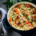 One Pot Chicken and Rice recipe, served and ready to eat, easy homemade dish