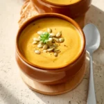 Panera Autumn Squash Soup recipe, served and ready to eat, easy homemade dish