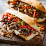 Portillos Italian Beef Sandwich recipe, served and ready to eat, easy homemade dish