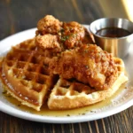 Roscoes Chicken and Waffles recipe, served and ready to eat, easy homemade dish
