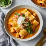 Smoky Chicken Enchiladas recipe, served and ready to eat, easy homemade dish